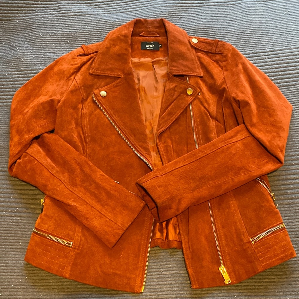 Burnt orange faux suede jacket
